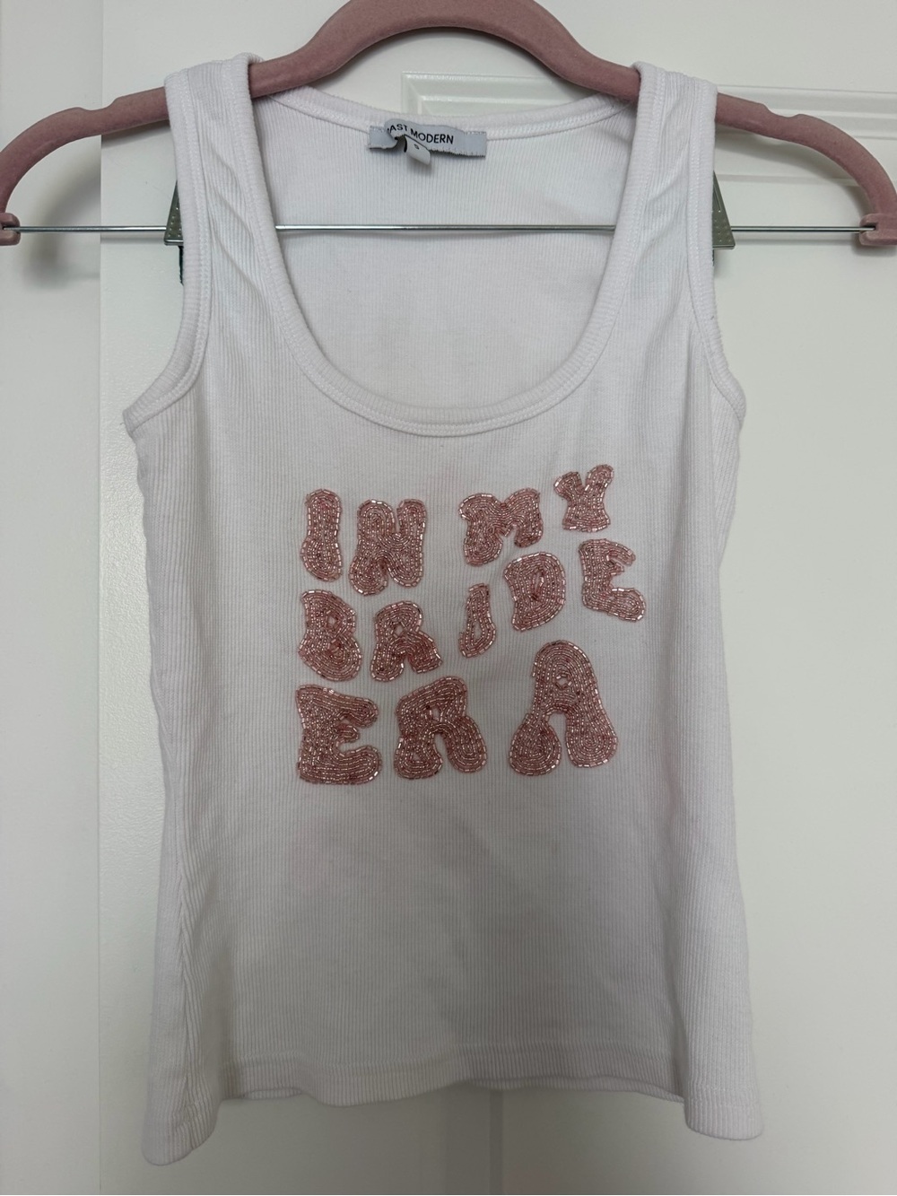 Past modern “in my bride era” beaded Tank Top